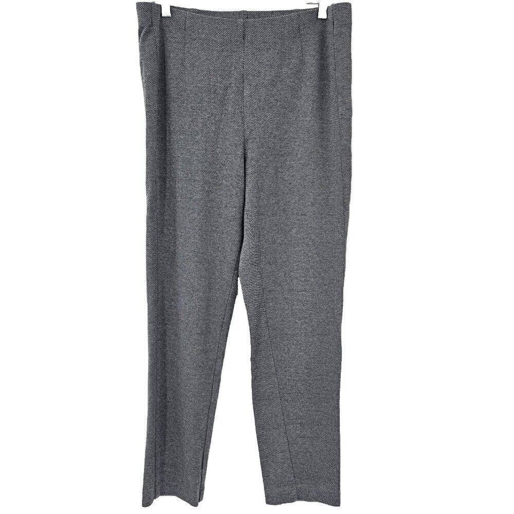 J. Jill Ponte Slim Leg Pants Gray Pinstripe Women’s Size L Minimalist Career